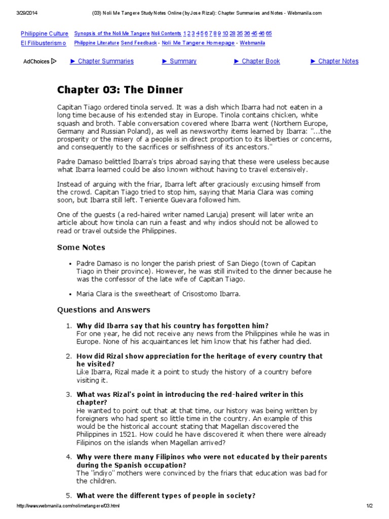 noli me tangere chapter 28 summary noli me tangere chapter 20 summary